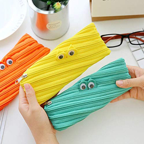 Cute Cartoon Monster Pencil Case – Large Capacity Canvas Zipper Pouch