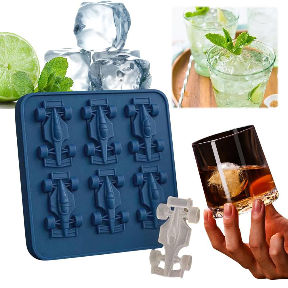 Racing Car Ice Mold – 6-Cavity 3D Formula Car Silicone Mold for Ice Cubes