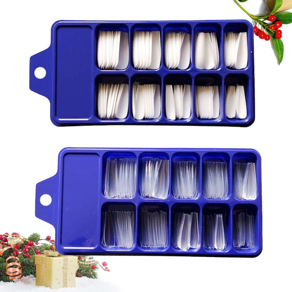 Ready-made nail stickers, small blue box, nail art stickers, ballet nails, long solid color.