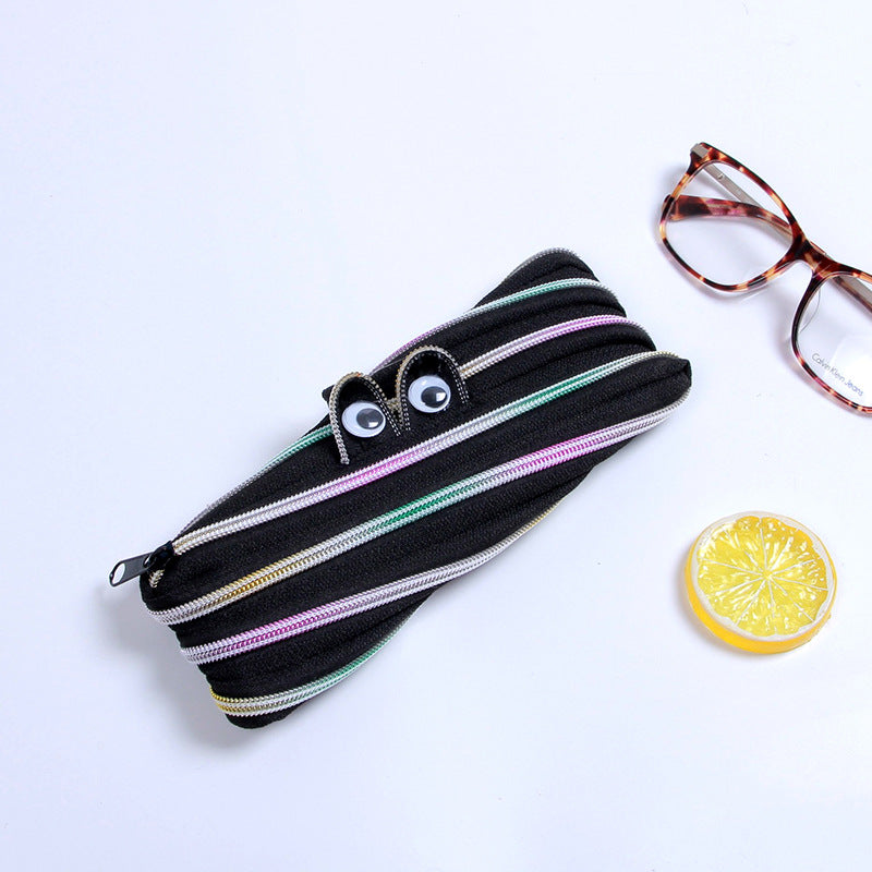 Cute Cartoon Monster Pencil Case – Large Capacity Canvas Zipper Pouch