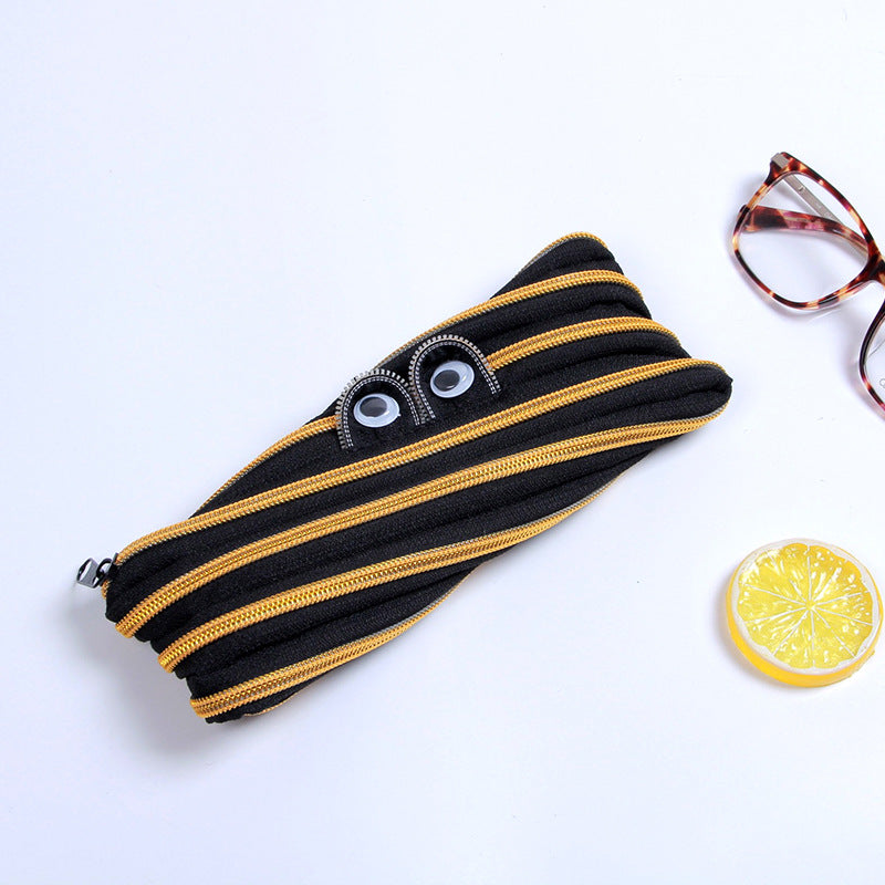 Cute Cartoon Monster Pencil Case – Large Capacity Canvas Zipper Pouch
