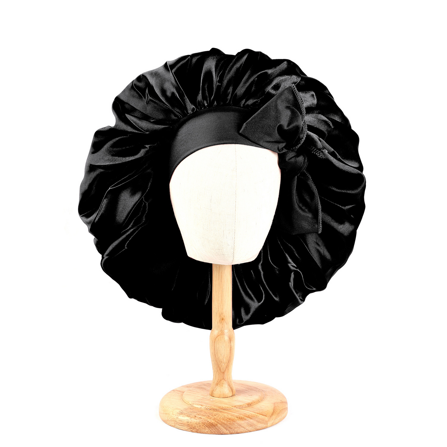Oversized tie-strap sleep cap