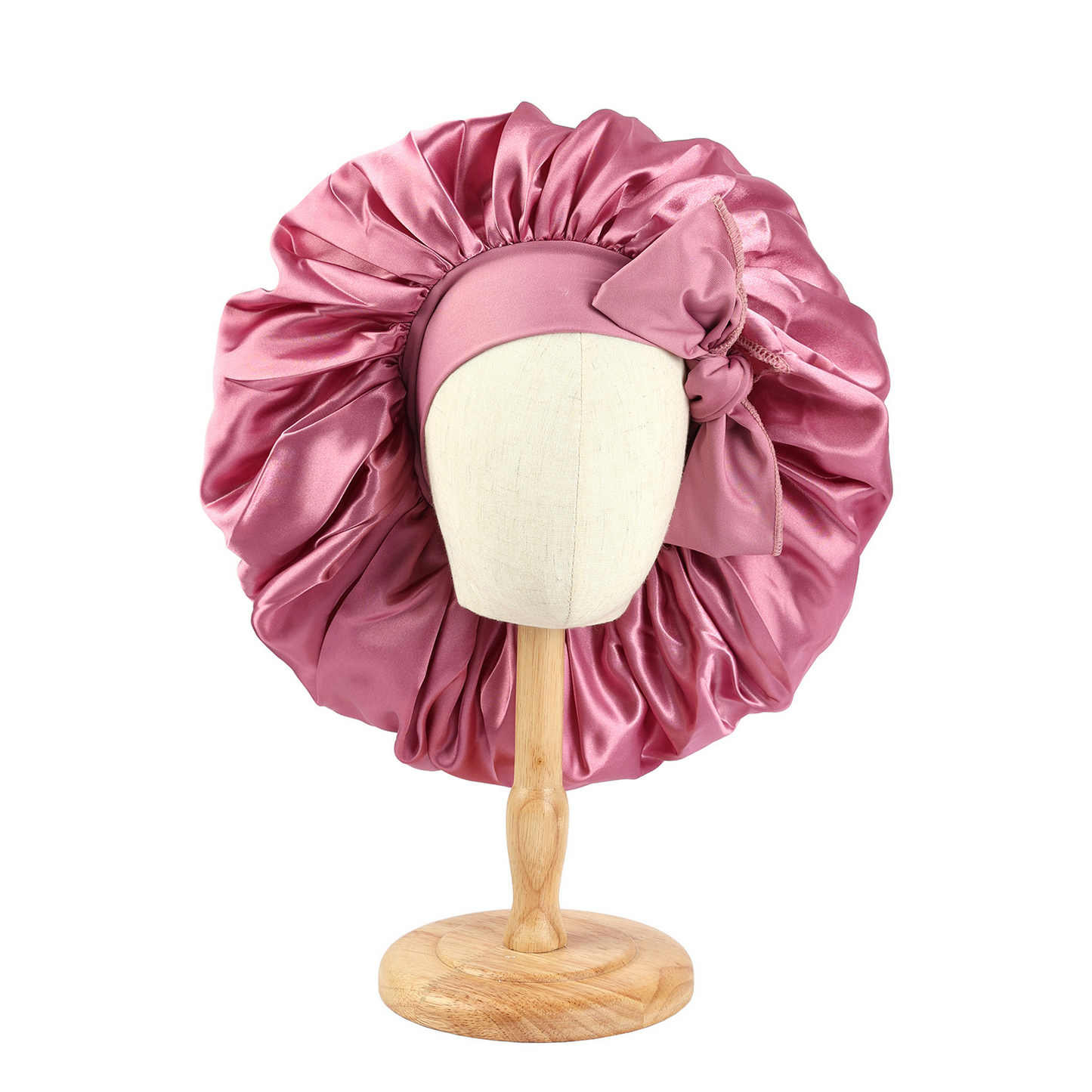 Oversized tie-strap sleep cap