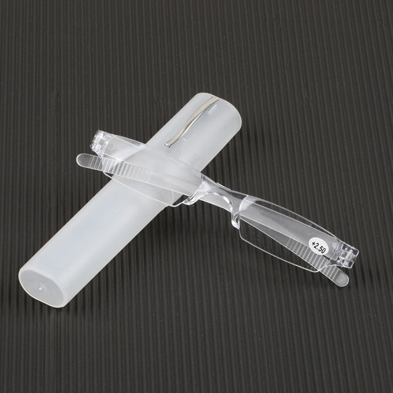 Ultra-Light Transparent Resin Reading Glasses with Pen Holder