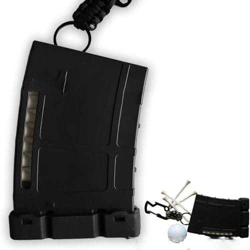 Golf tee storage box set, magazine-style golf tee storage box with carabiner, can hold 18 tees