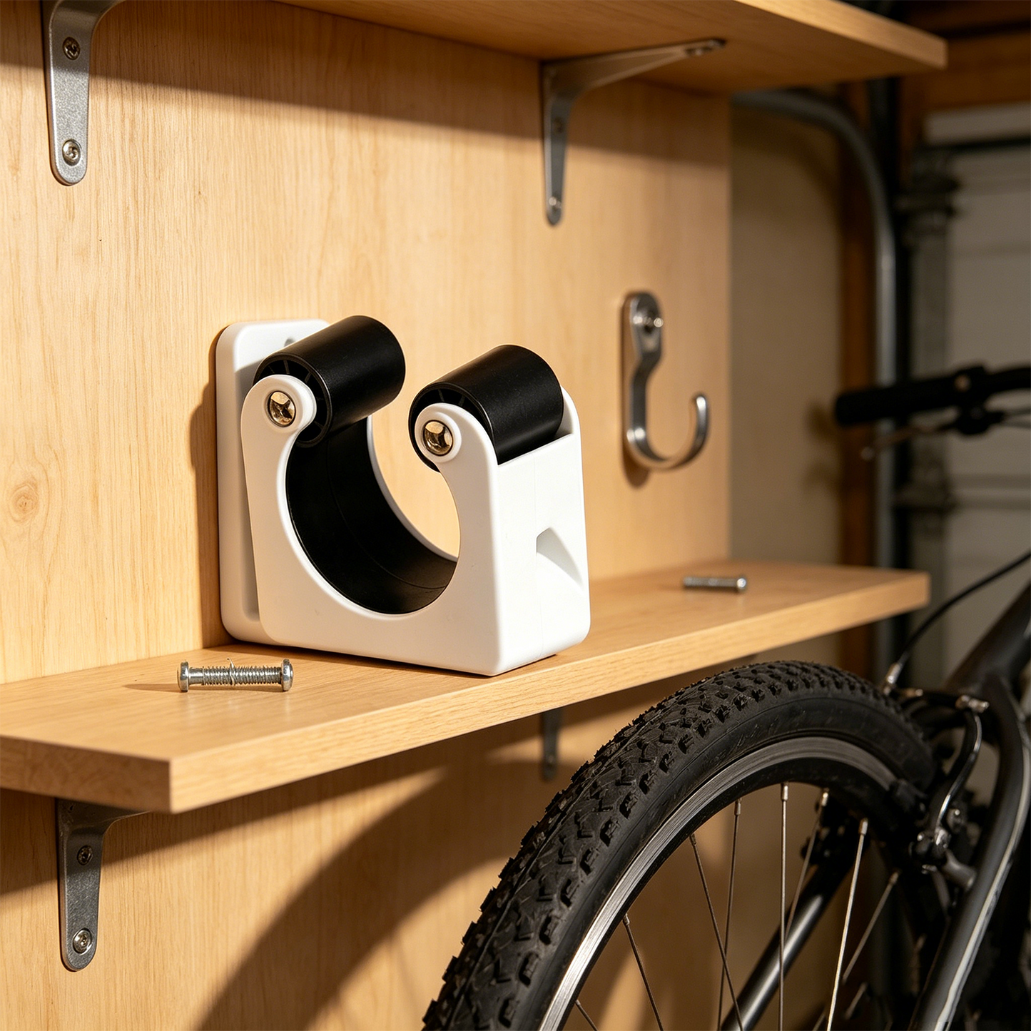 Simple Wall-Mounted Hook for Mountain Bikes