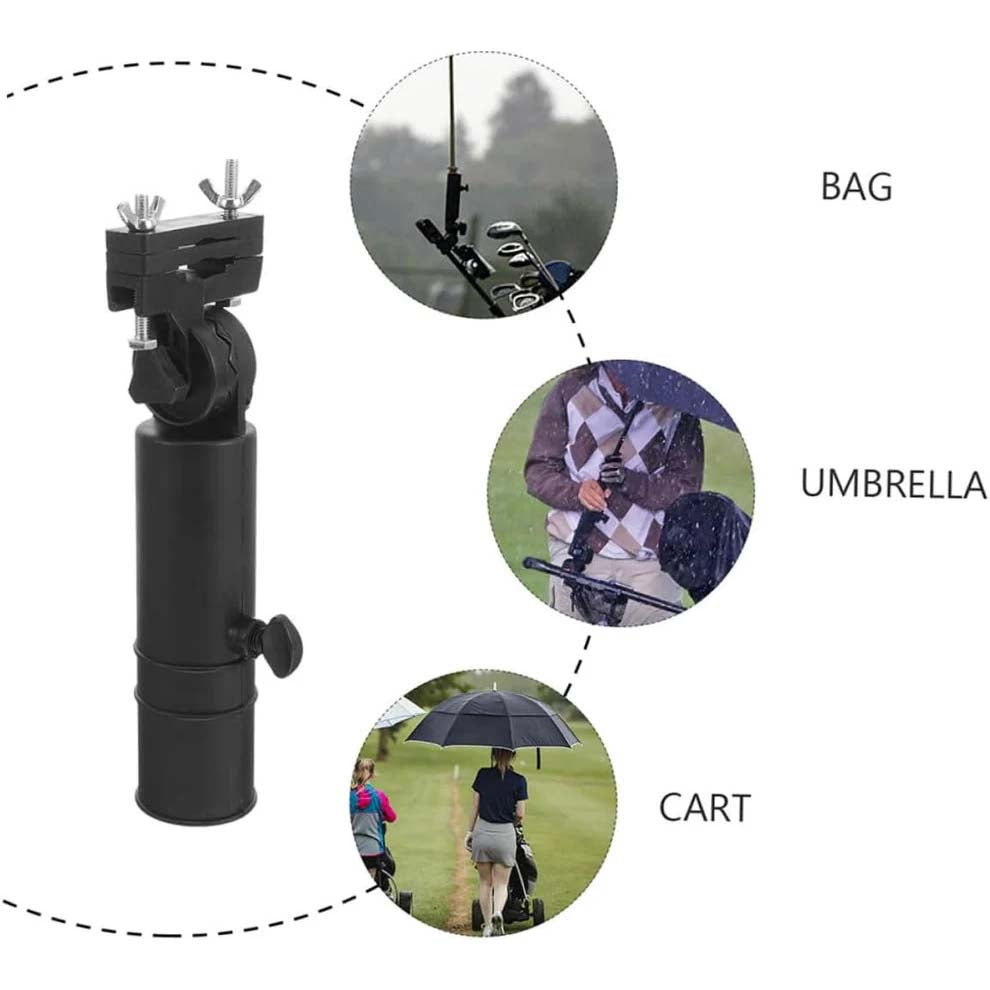 Ergonomic Golf Cart Umbrella Stand Adjustable Clip Holder for Golf Umbrellas