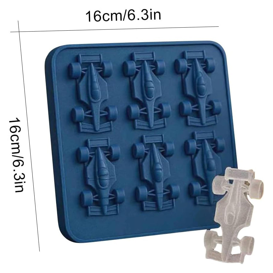Racing Car Ice Mold – 6-Cavity 3D Formula Car Silicone Mold for Ice Cubes