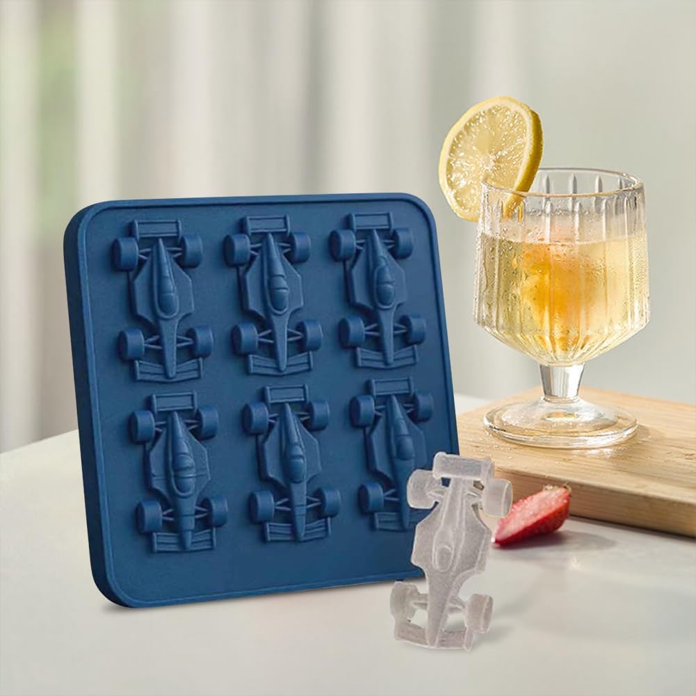 Racing Car Ice Mold – 6-Cavity 3D Formula Car Silicone Mold for Ice Cubes
