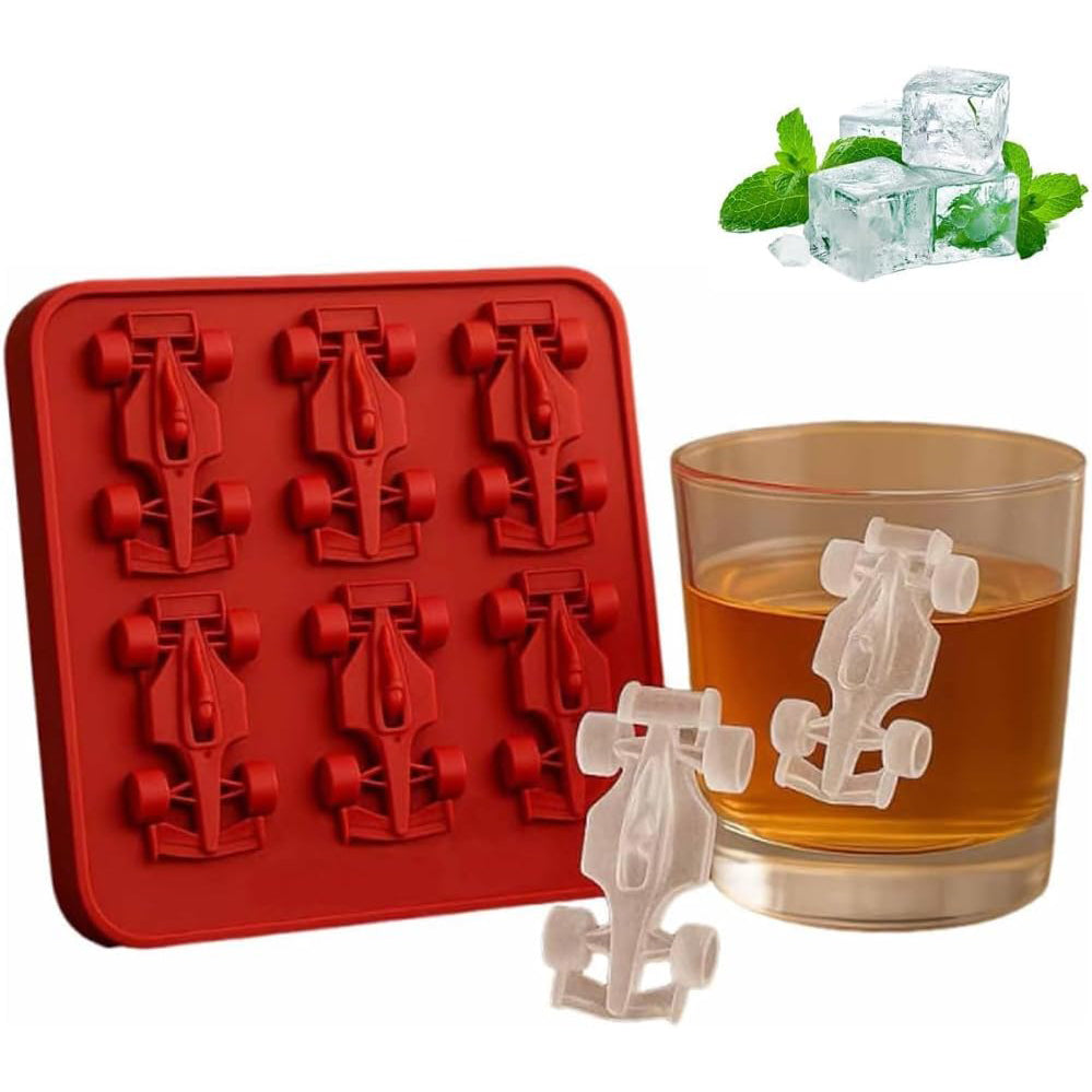 Racing Car Ice Mold – 6-Cavity 3D Formula Car Silicone Mold for Ice Cubes