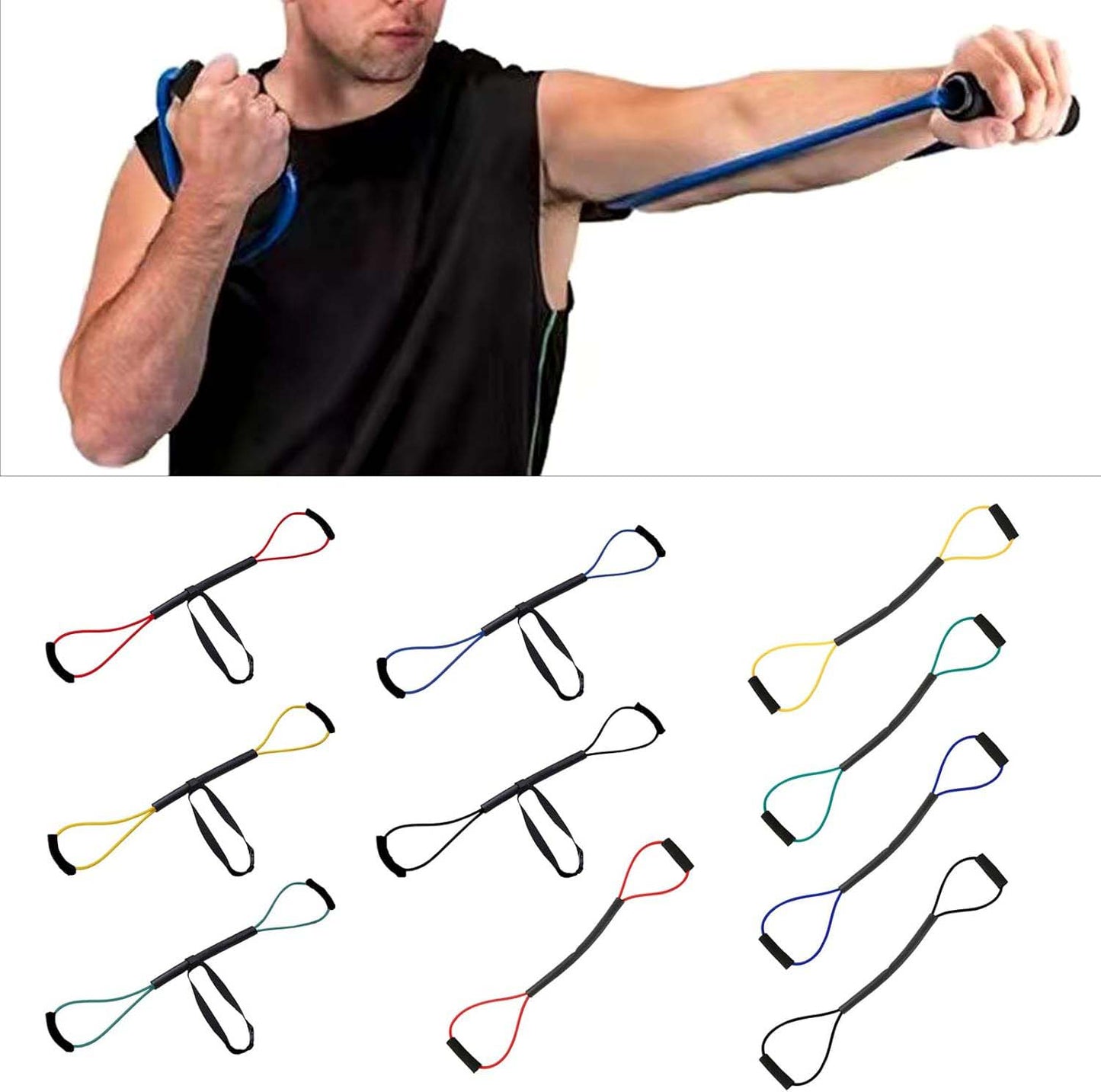 Figure eight resistance training band, elastic resistance rope, high performance training tube