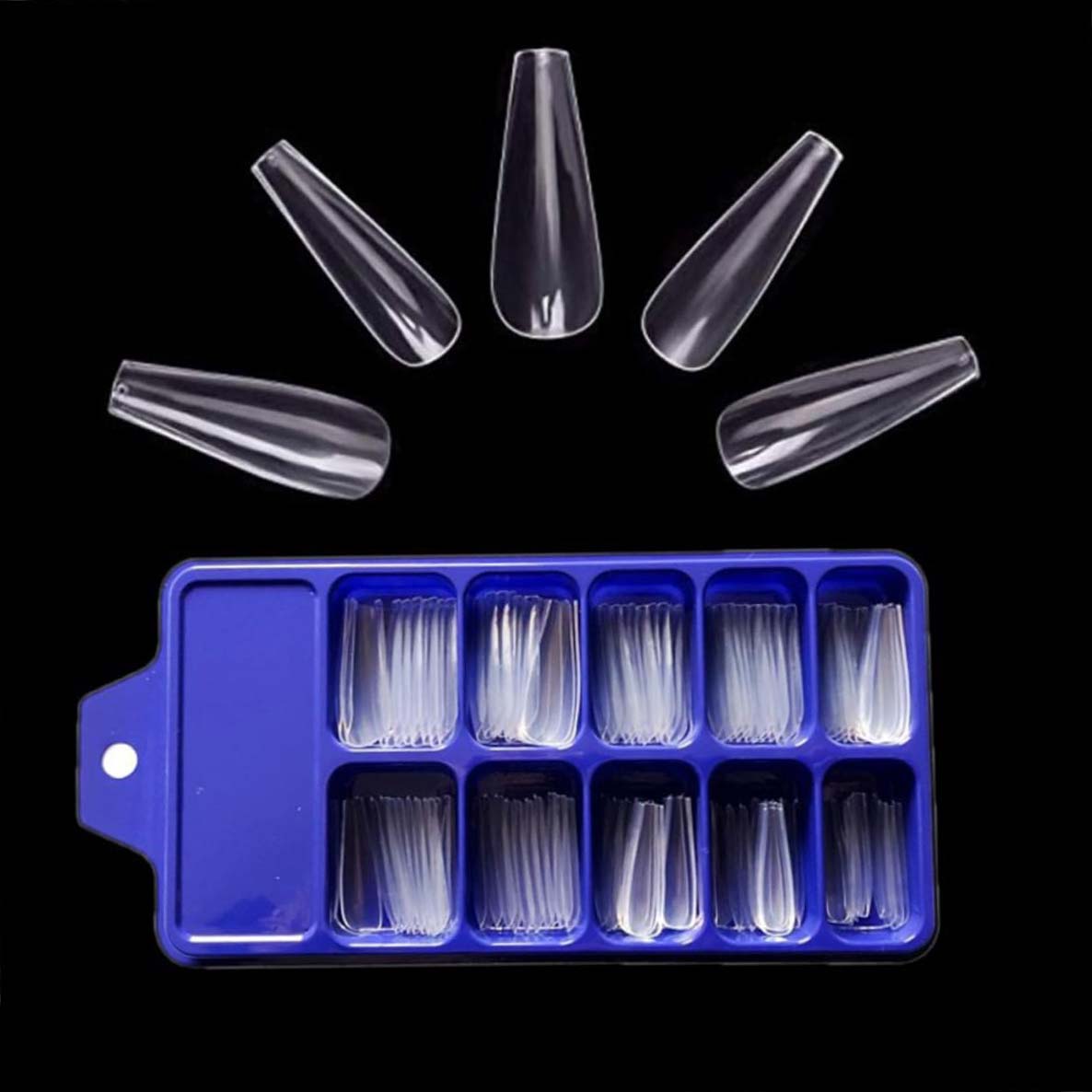 Ready-made nail stickers, small blue box, nail art stickers, ballet nails, long solid color.