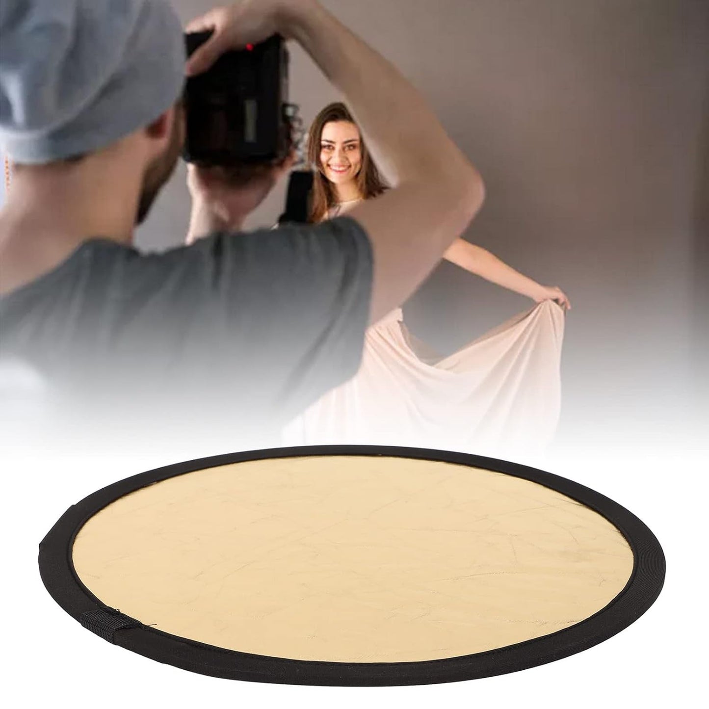 Foldable Photography Reflector – 2-in-1 Round Light Reflector Disc