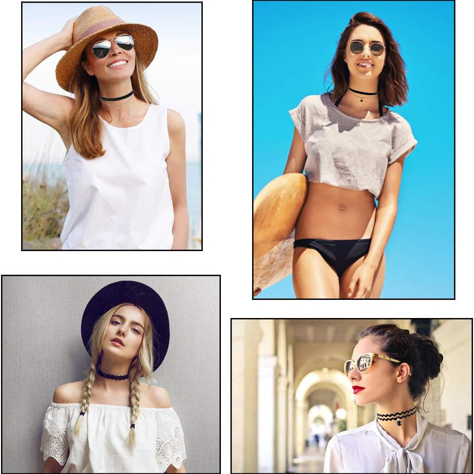 Fashion Velvet Choker Necklace Set – Trendy Tassel Collar Necklace Collection for Women