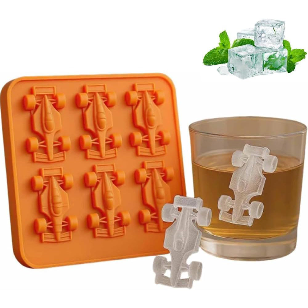Racing Car Ice Mold – 6-Cavity 3D Formula Car Silicone Mold for Ice Cubes