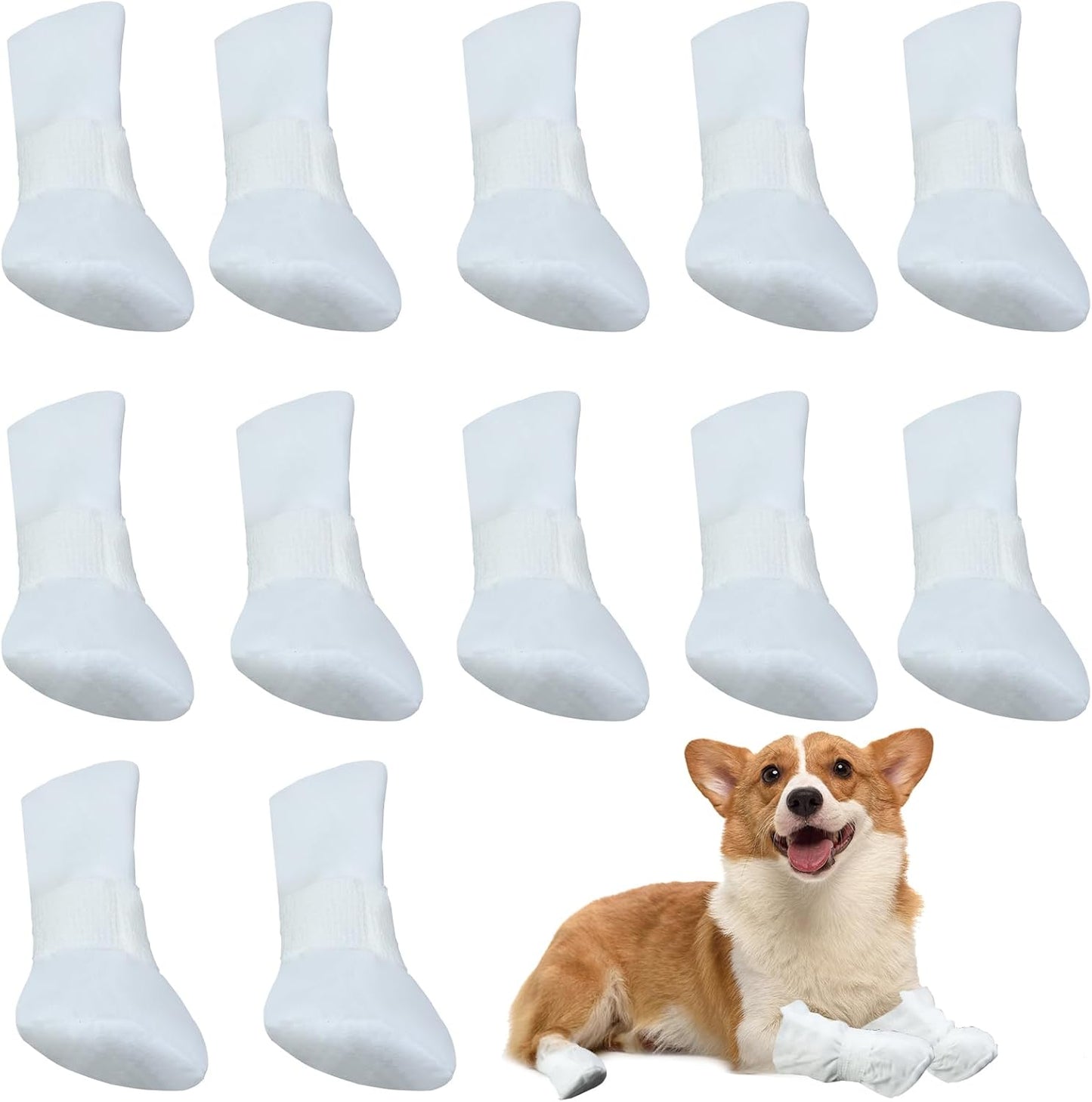 Disposable dog paw protectors, 4 pieces per pack, with adjustable self-adhesive tape.