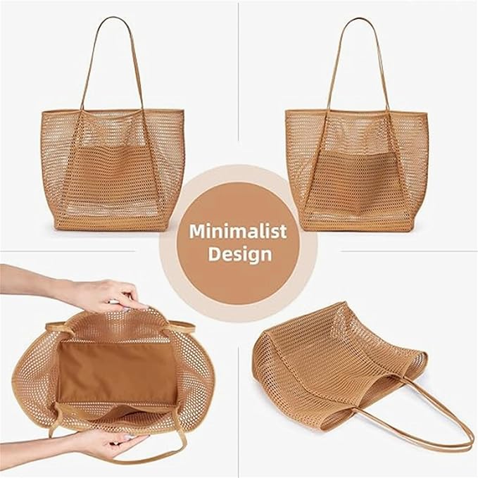 Nylon Mesh Beach Tote Bag for Travel & Vacation