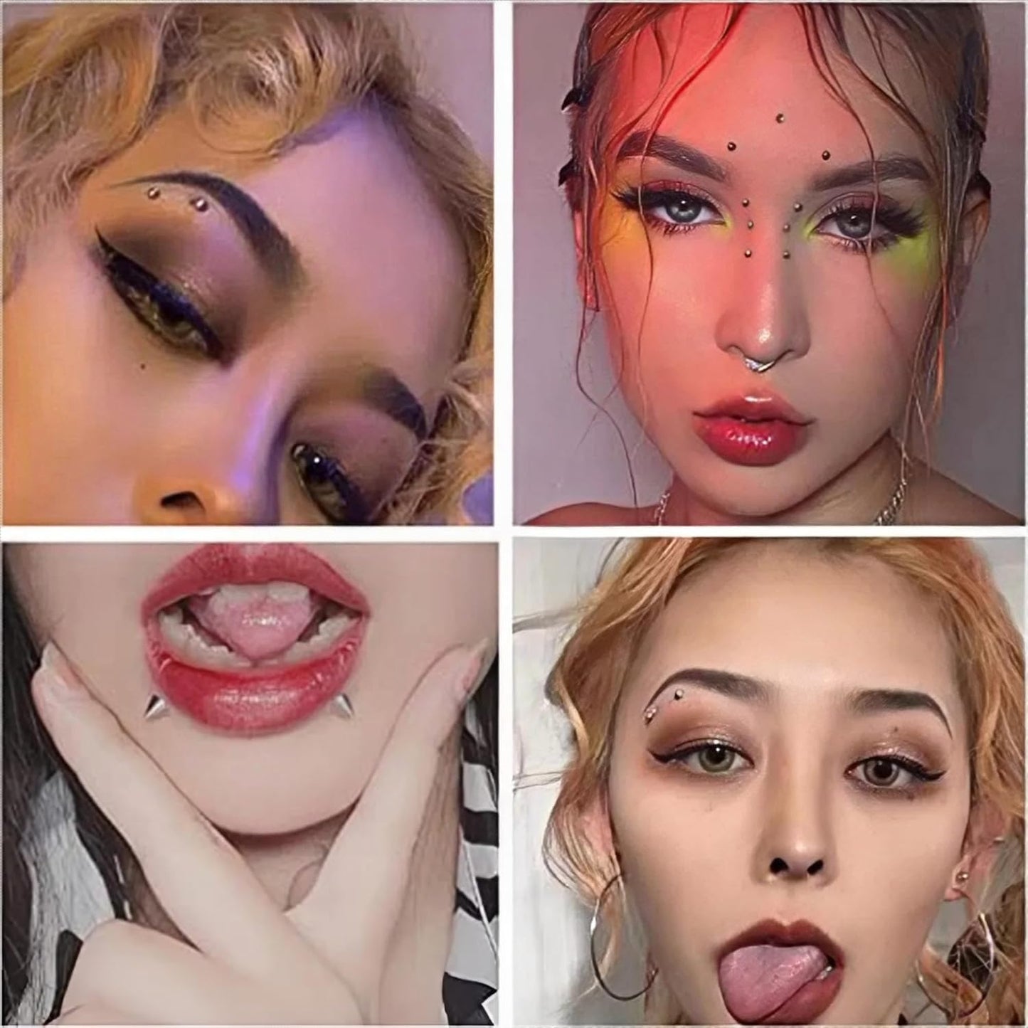 Mixed Face Gems – Fake Piercings Set | Lip Ring, Nose Ring & Eyebrow Piercing