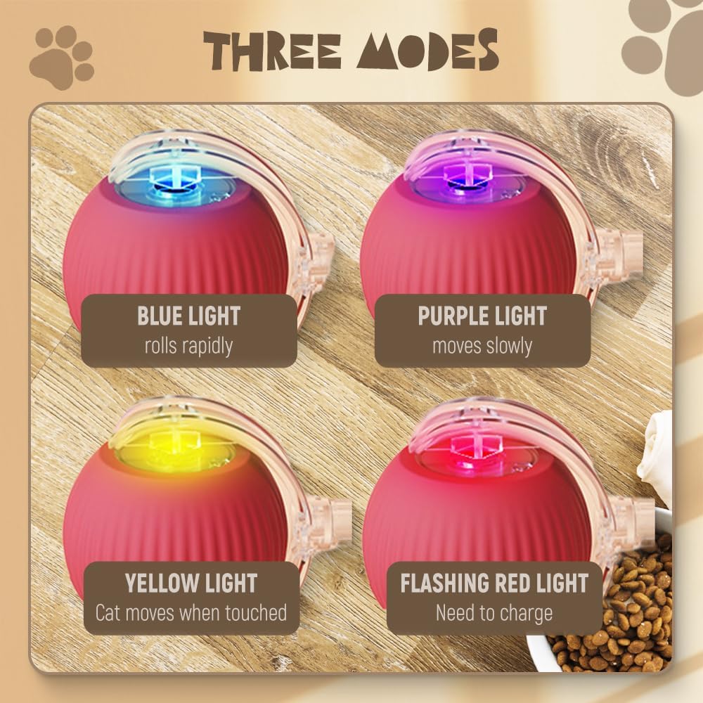 Interactive Cat Toy Ball, Active Smart Rolling Balls for Cat, Electric Toy Balls for Indoor Cats