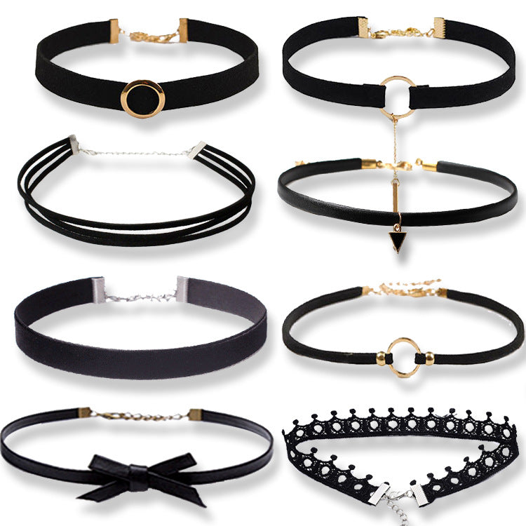 Fashion Velvet Choker Necklace Set – Trendy Tassel Collar Necklace Collection for Women