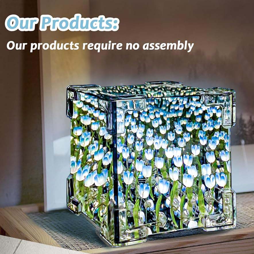 Tulip Night Light, LED Infinite Mirror Light, DIY Tulip Decorative Light