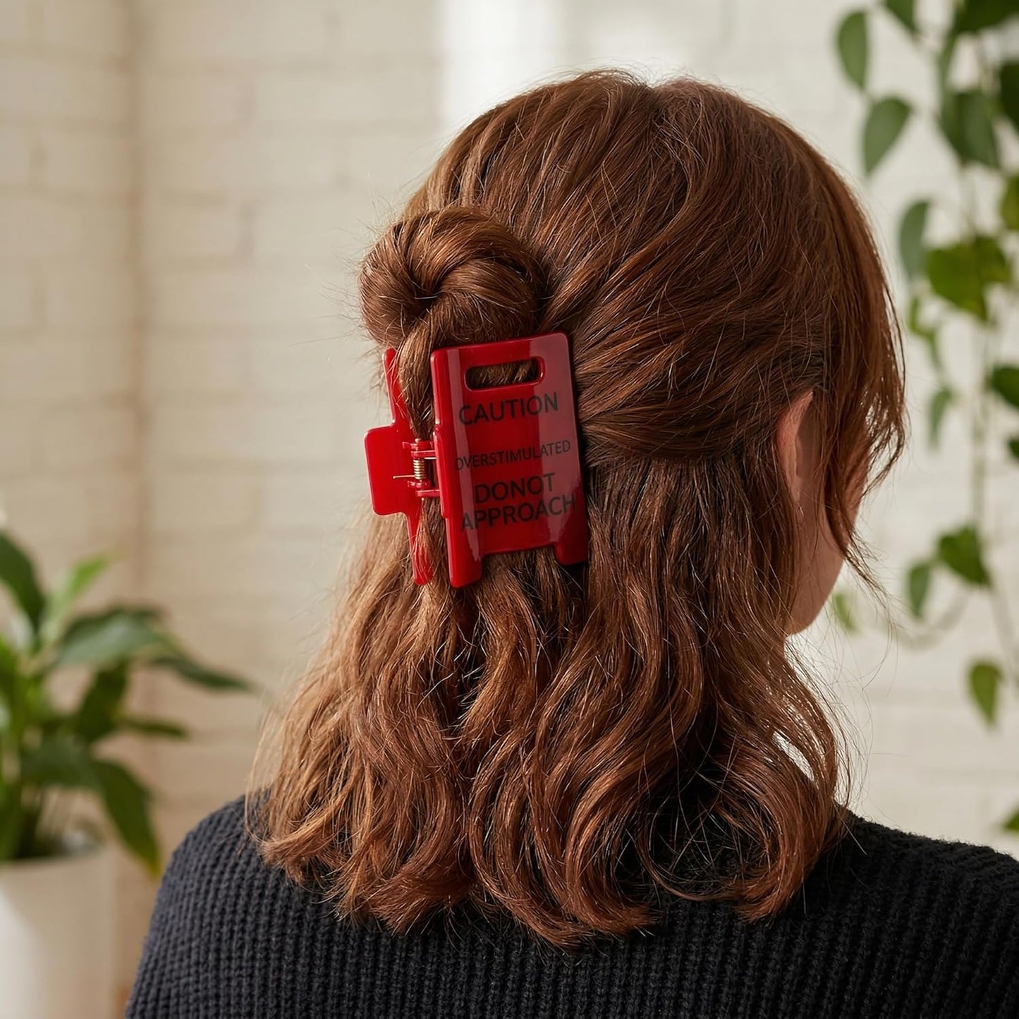 Overstimulated Caution Sign Hair Claw Clip