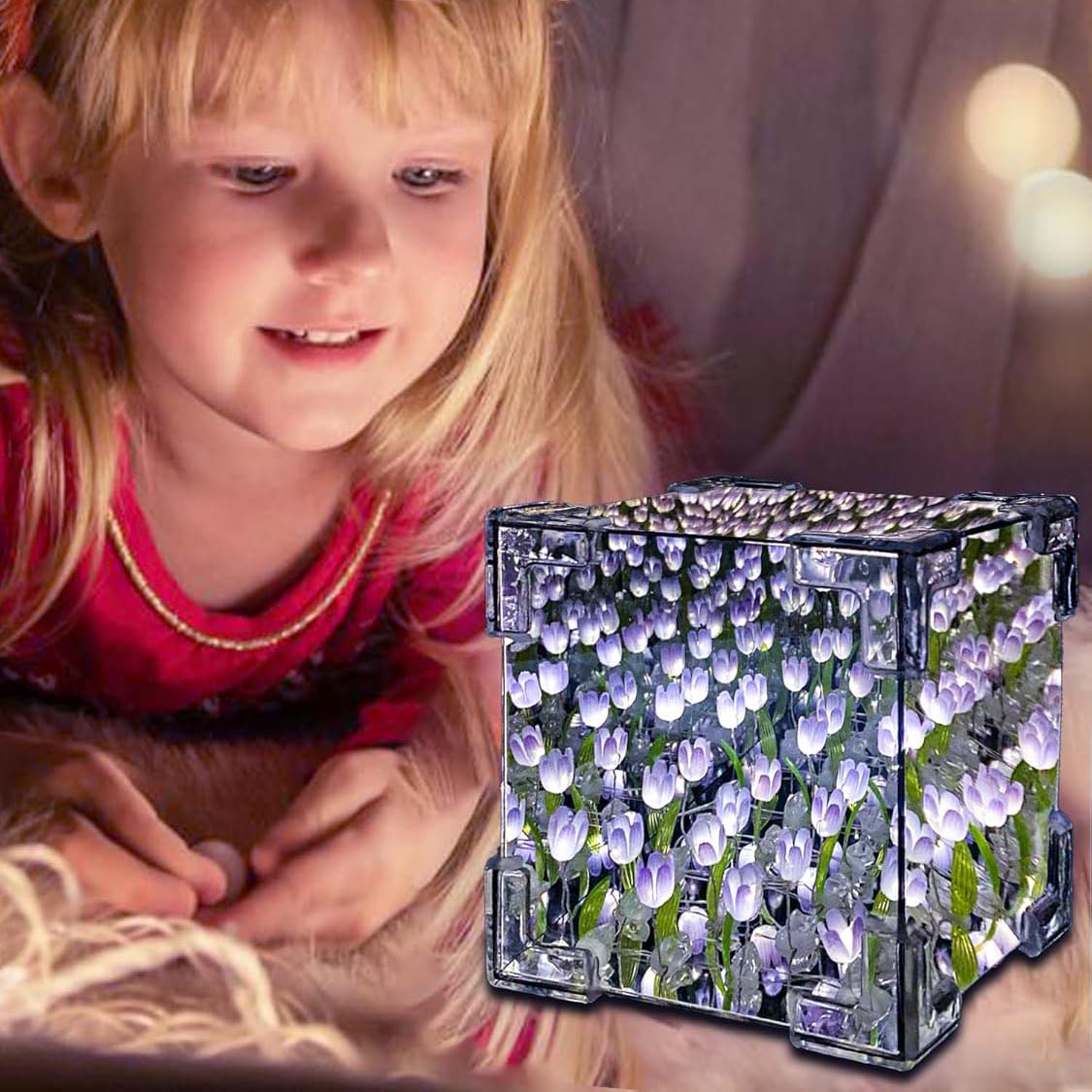 Tulip Night Light, LED Infinite Mirror Light, DIY Tulip Decorative Light