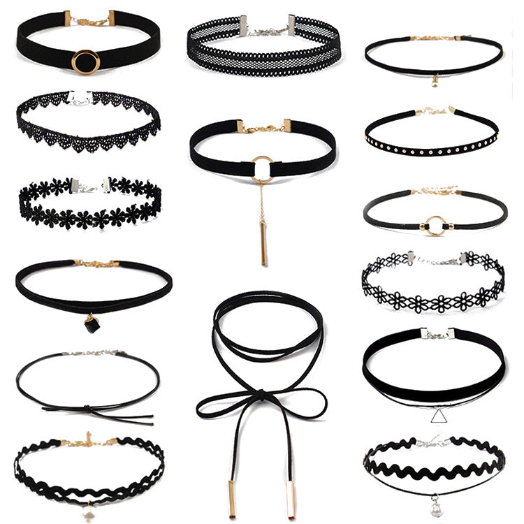 Fashion Velvet Choker Necklace Set – Trendy Tassel Collar Necklace Collection for Women