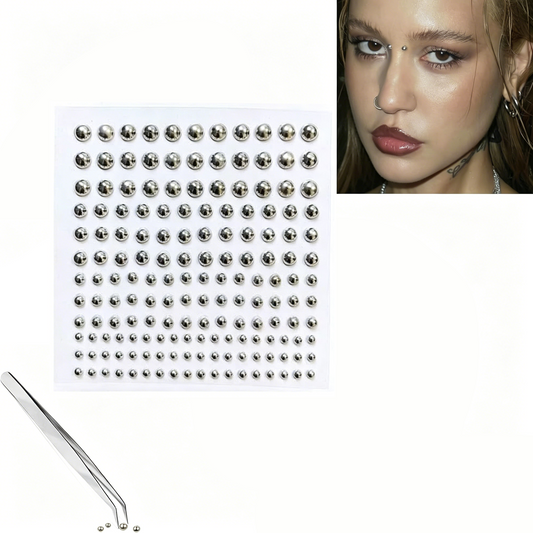 Mixed Face Gems – Fake Piercings Set | Lip Ring, Nose Ring & Eyebrow Piercing