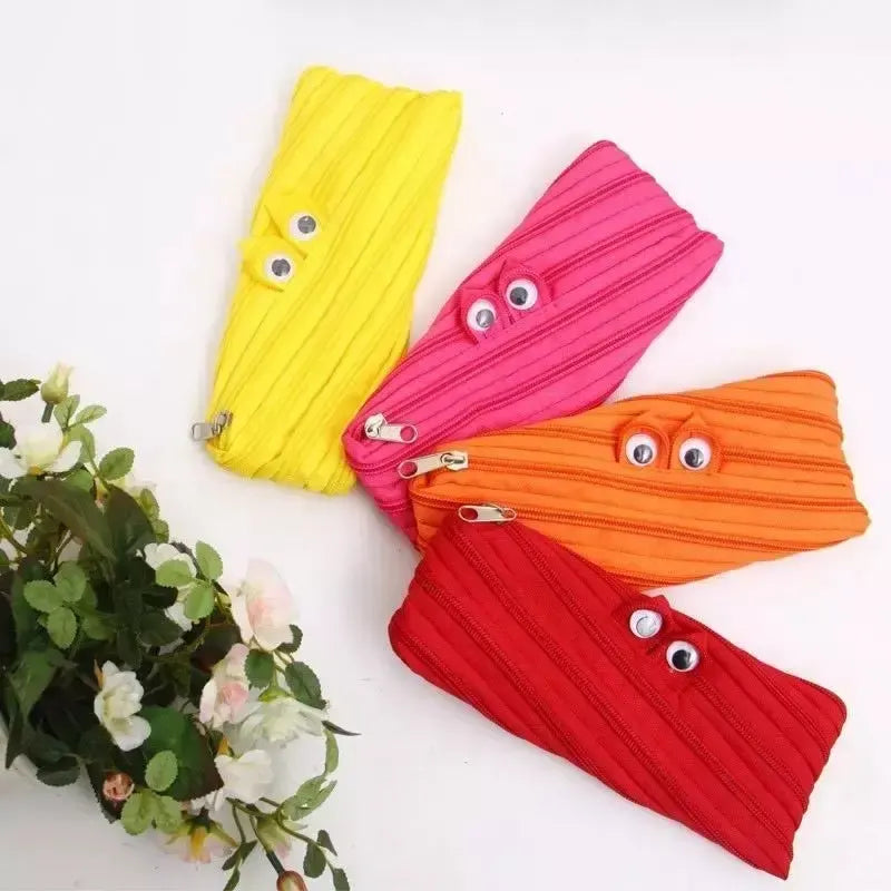 Cute Cartoon Monster Pencil Case – Large Capacity Canvas Zipper Pouch