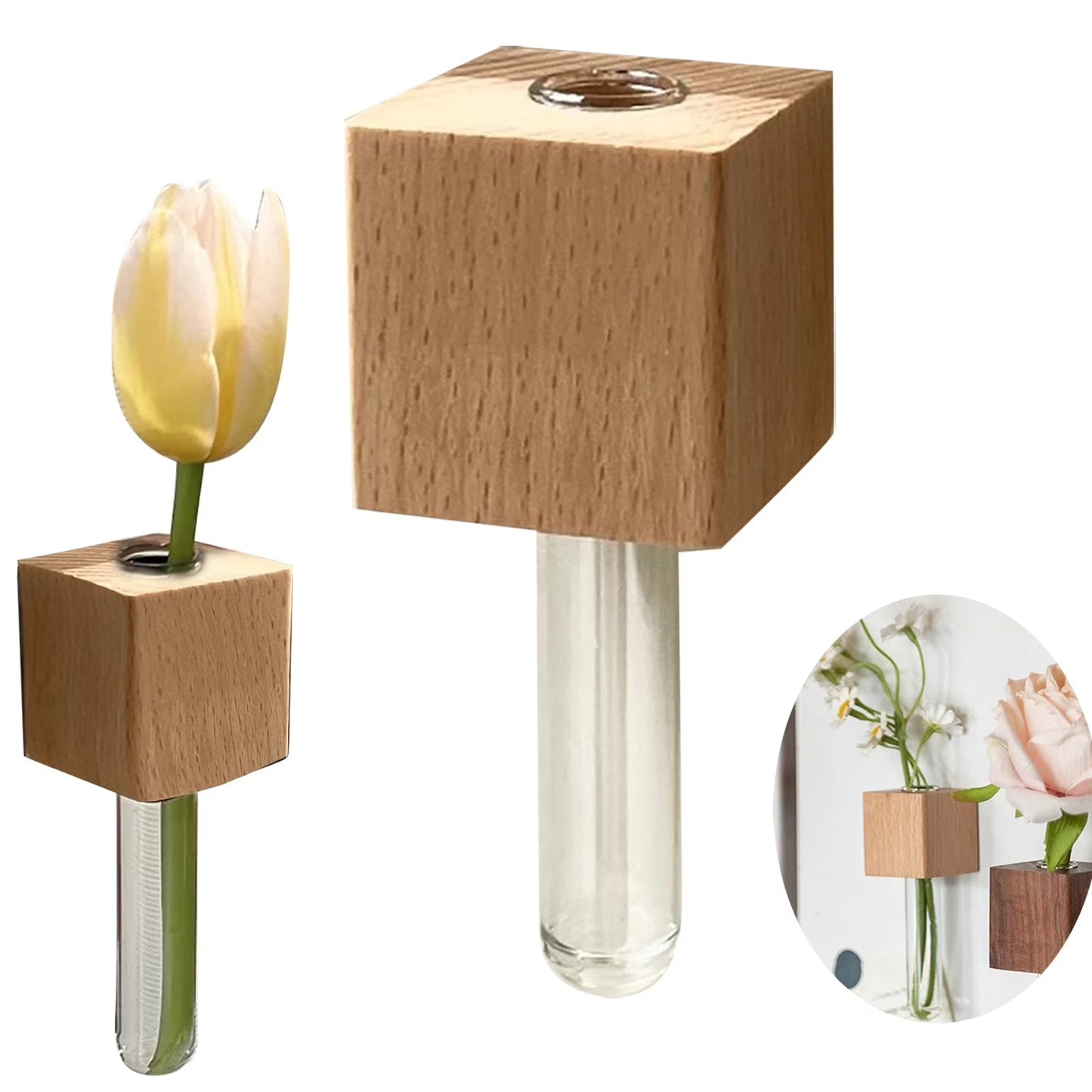 Magnetic Fridge Glass Tube Planter