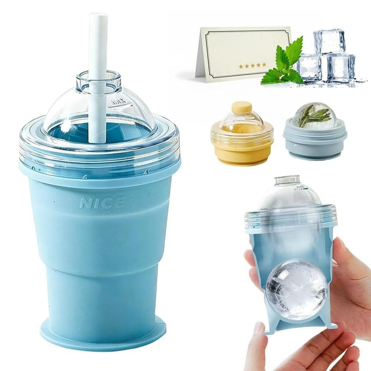 2-in-1 Foldable Silicone Ice Ball Maker Cup