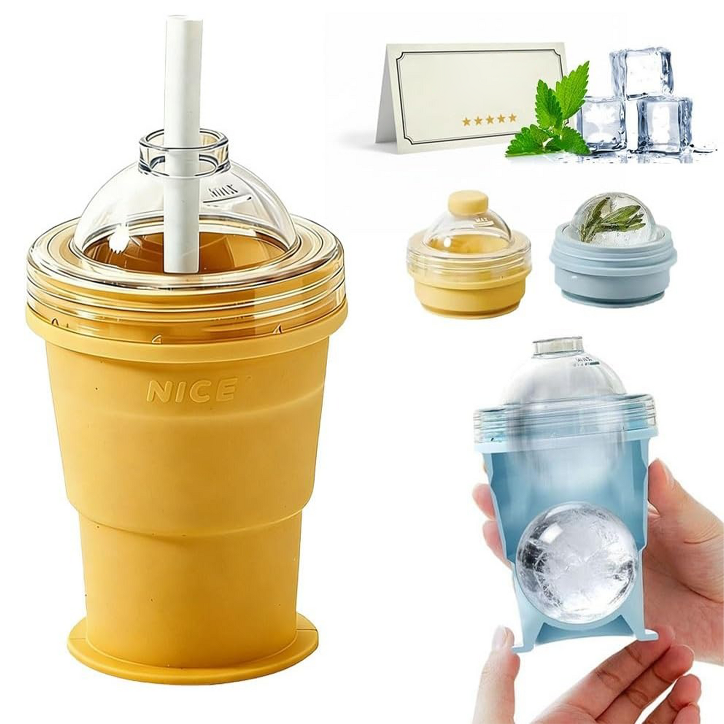 2-in-1 Foldable Silicone Ice Ball Maker Cup
