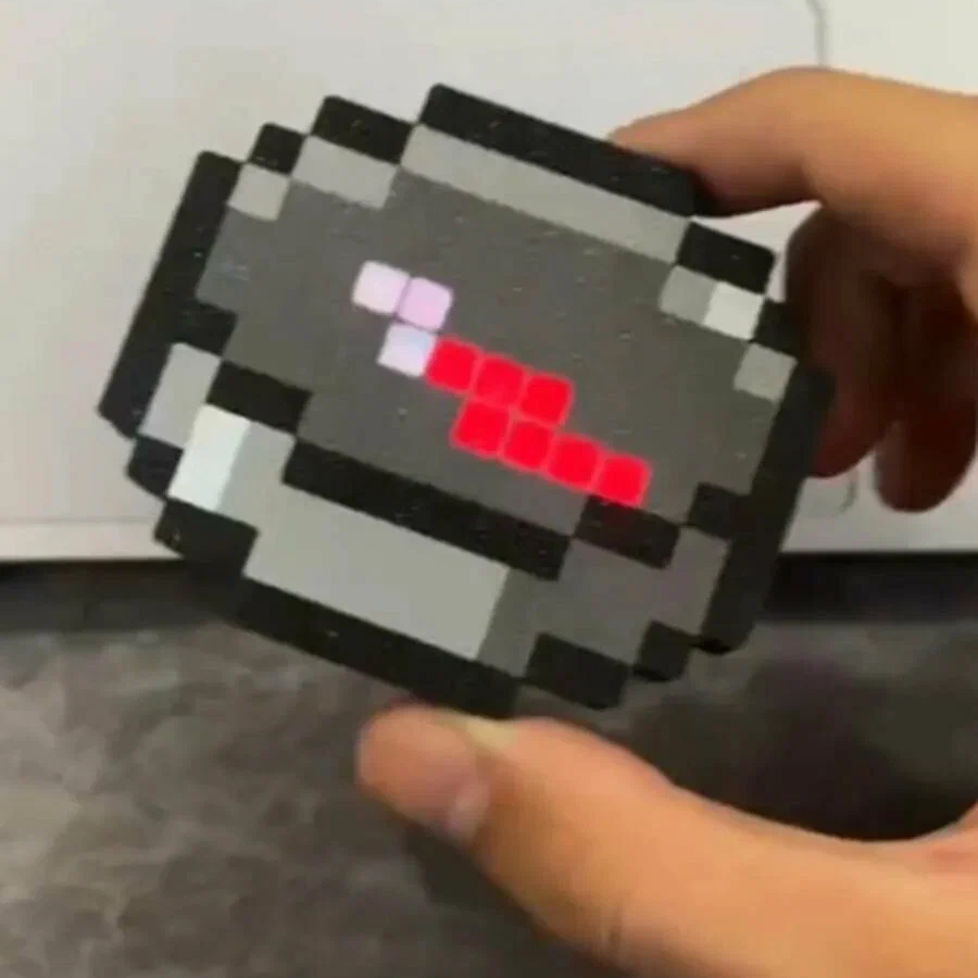 Minecraft-Style Pixel Compass Keychain