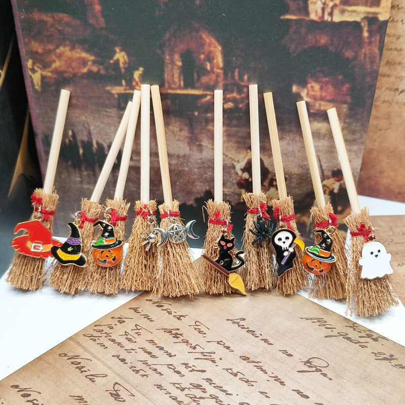 Mystical Mini Witch Broom Festival PVC Hanging Pendant